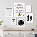 Ver imagem 1 de Kit Composição 6 Quadros Divertidos Banheiro - com Vidro:madeira Preta