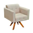 Ver imagem 4 de Kit 1 Poltrona com Puff Giratória Elisa Suede - D'Rossi - Bege
