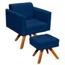Ver imagem 1 de Kit 1 Poltrona com Puff Giratória Elisa Suede - D'Rossi - Azul Marinho