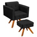 Ver imagem 1 de Kit 1 Poltrona com Puff Giratória Elisa Suede - D'Rossi - Preto