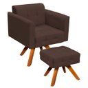 Ver imagem 1 de Kit 1 Poltrona com Puff Giratória Elisa Suede - D'Rossi - Marrom