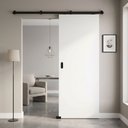 Ver imagem 1 de Porta Drywall Branca 100x210 + Kit Correr Preto de Sobrepor