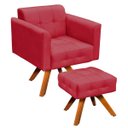 Ver imagem 1 de Kit 1 Poltrona com Puff Giratória Elisa Suede - D'Rossi - Rose