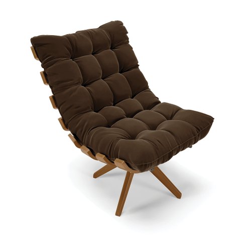 Poltrona Giratória Costela Suede - D'Rossi - Marrom