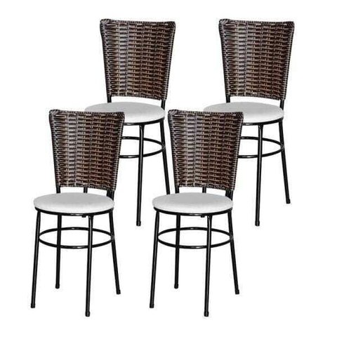 Kit 4 Cadeiras Pretas para Cozinha Hawai Cappuccino - Branco