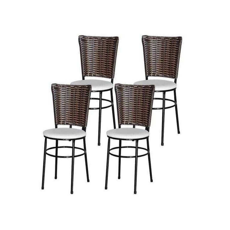 Kit 4 Cadeiras Pretas para Cozinha Hawai Cappuccino - Branco