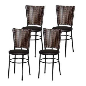 Kit 4 Cadeiras Pretas para Cozinha Hawai Cappuccino - Marrom