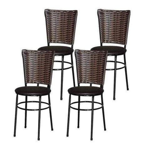 Kit 4 Cadeiras Pretas para Cozinha Hawai Cappuccino - Marrom