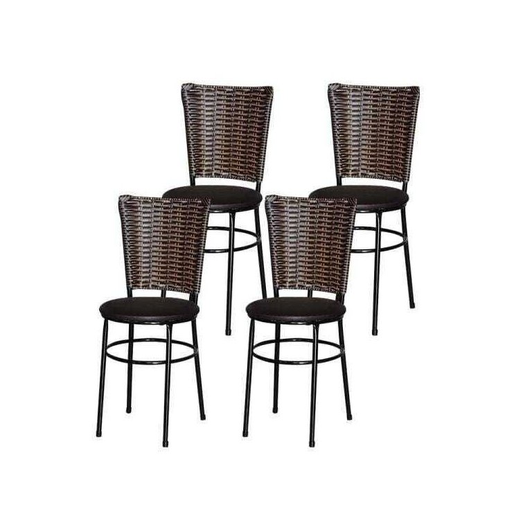 Kit 4 Cadeiras Pretas para Cozinha Hawai Cappuccino - Marrom