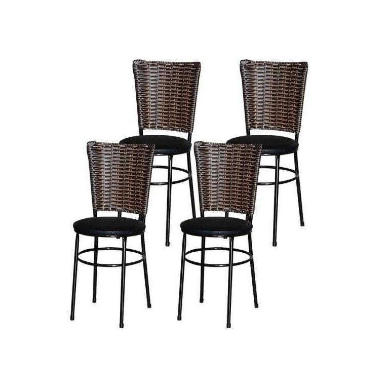 Kit 4 Cadeiras Pretas para Cozinha Hawai Cappuccino - Preto