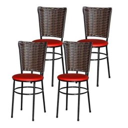 Kit 4 Cadeiras Pretas para Cozinha Hawai Cappuccino - Vermelho - 1