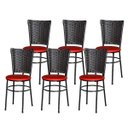 Ver imagem 1 de Kit 6 Cadeiras Pretas para Cozinha Hawai Café - Vermelho