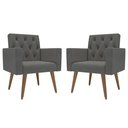 Ver imagem 1 de Kit 2 Poltronas Thais Clássico: Suede/cinza-escuro