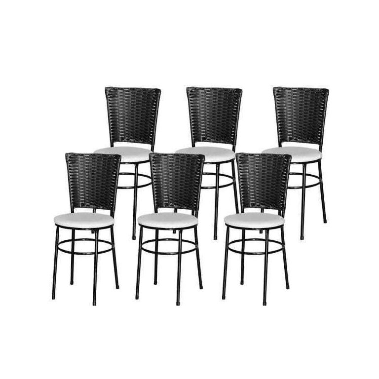 Kit 6 Cadeiras Pretas para Cozinha Hawai Preto - Branco