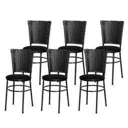 Kit 6 Cadeiras Pretas para Cozinha Hawai Preto - Preto - 1