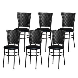 Kit 6 Cadeiras Pretas para Cozinha Hawai Preto - Preto