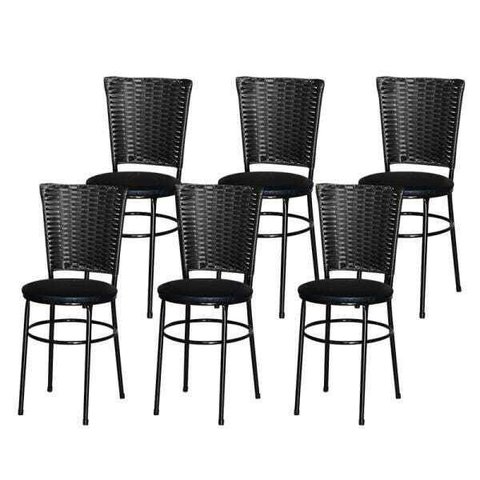 Kit 6 Cadeiras Pretas para Cozinha Hawai Preto - Preto