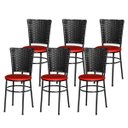 Ver imagem 1 de Kit 6 Cadeiras Pretas para Cozinha Hawai Preto - Vermelho