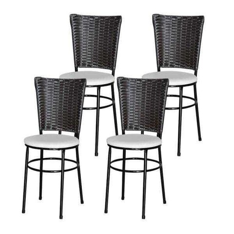 Kit 4 Cadeiras Pretas para Cozinha Hawai Café - Branco