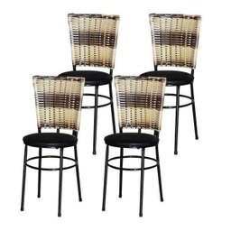 Kit 4 Cadeiras Pretas para Cozinha Hawai Cappuccino Premium - Preto - 1