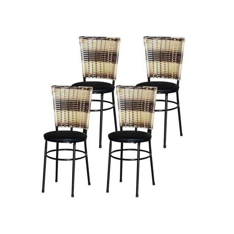 Kit 4 Cadeiras Pretas para Cozinha Hawai Cappuccino Premium - Preto