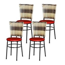 Kit 4 Cadeiras Pretas para Cozinha Hawai Cappuccino Premium - Vermelho - 1