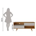 Ver imagem 4 de Rack Bancada Home para Tv até 50 Polegadas 2 Portas Sala de Estar Marrom Madeira e Off White