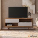 Ver imagem 2 de Rack Bancada para TV até 50 Polegadas 2 Portas Marrom/Off White - Notável Móveis