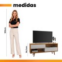 Ver imagem 4 de Rack Bancada para TV até 50 Polegadas 2 Portas Marrom/Off White - Notável Móveis