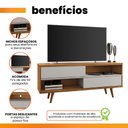 Ver imagem 5 de Rack Bancada para TV até 50 Polegadas 2 Portas Marrom/Off White - Notável Móveis