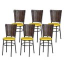 Ver imagem 1 de Kit 6 Cadeiras Pretas para Cozinha Hawai Cappuccino - Amarelo