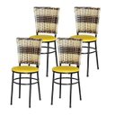 Ver imagem 1 de Kit 4 Cadeiras Pretas para Cozinha Hawai Cappuccino Premium - Amarelo