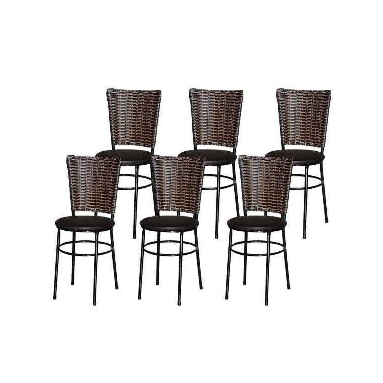 Kit 6 Cadeiras Pretas para Cozinha Hawai Cappuccino - Marrom