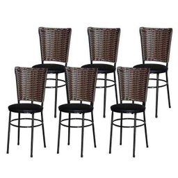 Kit 6 Cadeiras Pretas para Cozinha Hawai Cappuccino - Preto - 1