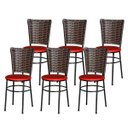 Ver imagem 1 de Kit 6 Cadeiras Pretas para Cozinha Hawai Cappuccino - Vermelho