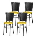 Ver imagem 1 de Kit 4 Cadeiras Pretas para Cozinha Hawai Preto - Amarelo