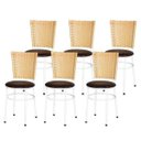 Ver imagem 1 de Kit 6 Cadeiras Brancas para Cozinha Hawai Palha - Marrom