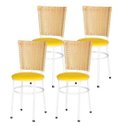 Ver imagem 1 de Kit 4 Cadeiras Brancas para Cozinha Hawai Palha - Amarelo
