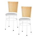 Ver imagem 1 de Kit 2 Cadeiras Brancas para Cozinha Hawai Palha - Branco