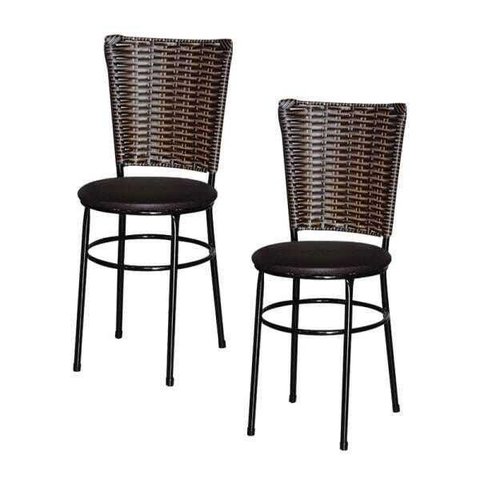 Kit 2 Cadeiras Preta para Cozinha Hawai Cappuccino - Marrom