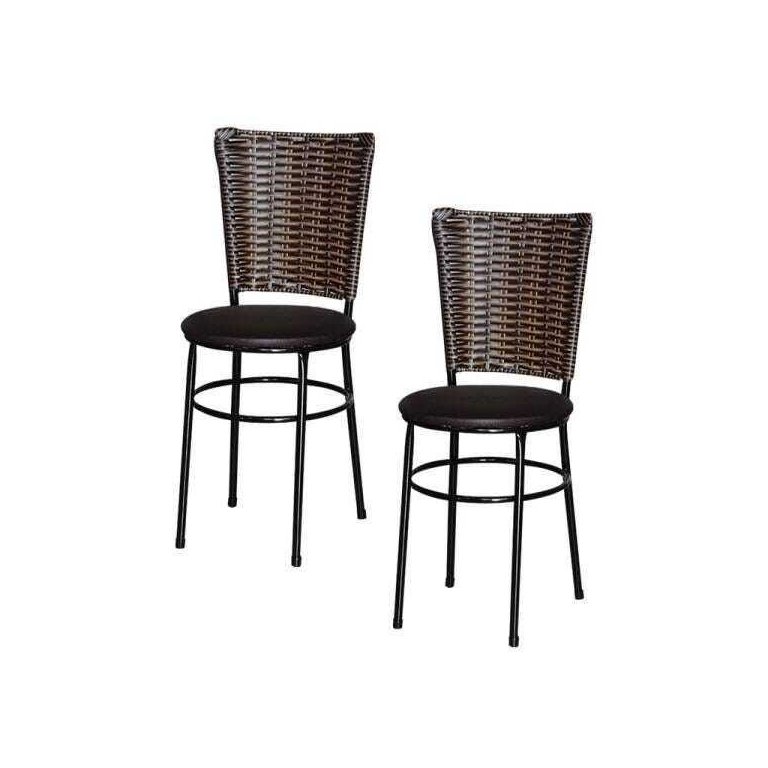 Kit 2 Cadeiras Preta para Cozinha Hawai Cappuccino - Marrom