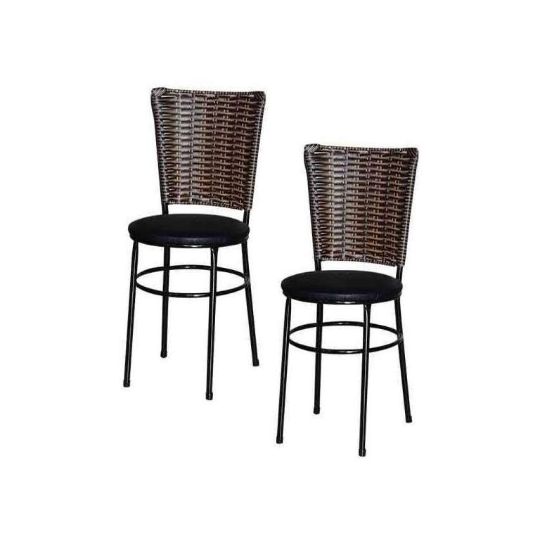 Kit 2 Cadeiras Preta para Cozinha Hawai Cappuccino - Preto