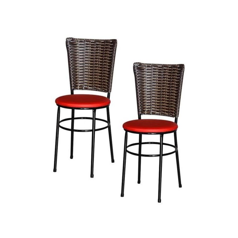 Kit 2 Cadeiras Preta para Cozinha Hawai Cappuccino - Vermelho