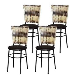 Kit 4 Cadeiras Pretas para Cozinha Hawai Cappuccino Premium - Marrom - 1