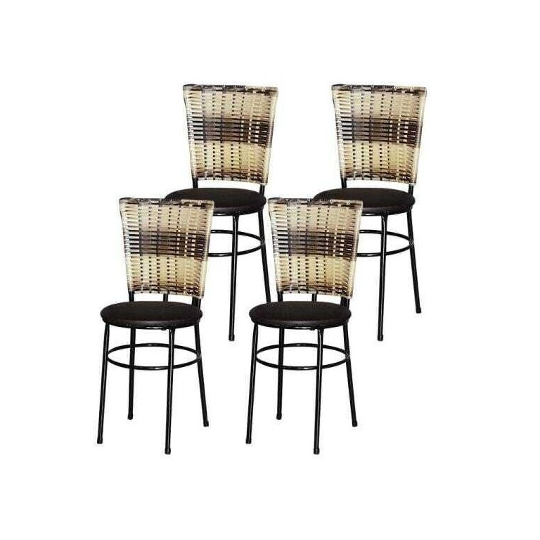 Kit 4 Cadeiras Pretas para Cozinha Hawai Cappuccino Premium - Marrom