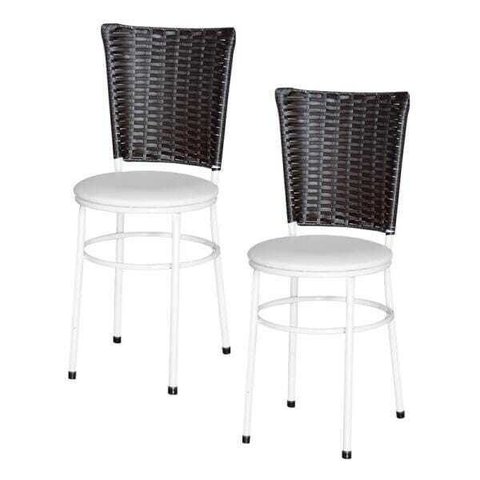 Kit 2 Cadeiras Branca para Cozinha Hawai Café - Branco