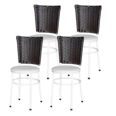 Kit 4 Cadeiras Branca para Cozinha Hawai Café - Branco