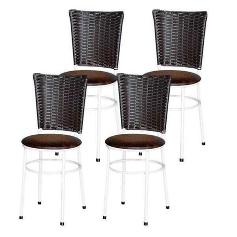 Kit 4 Cadeiras Branca para Cozinha Hawai Café - Marrom