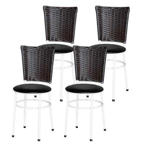 Kit 4 Cadeiras Branca para Cozinha Hawai Café - Preto