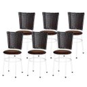 Ver imagem 1 de Kit 6 Cadeiras Branca para Cozinha Hawai Café - Marrom